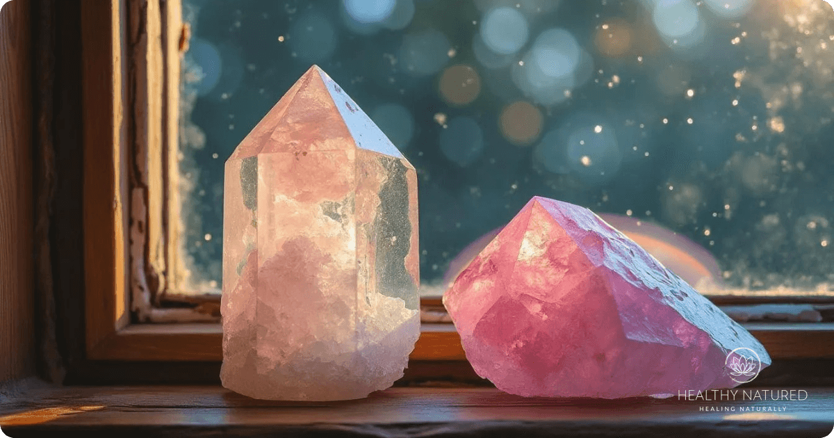 rose quartz and clear quartz pairing
