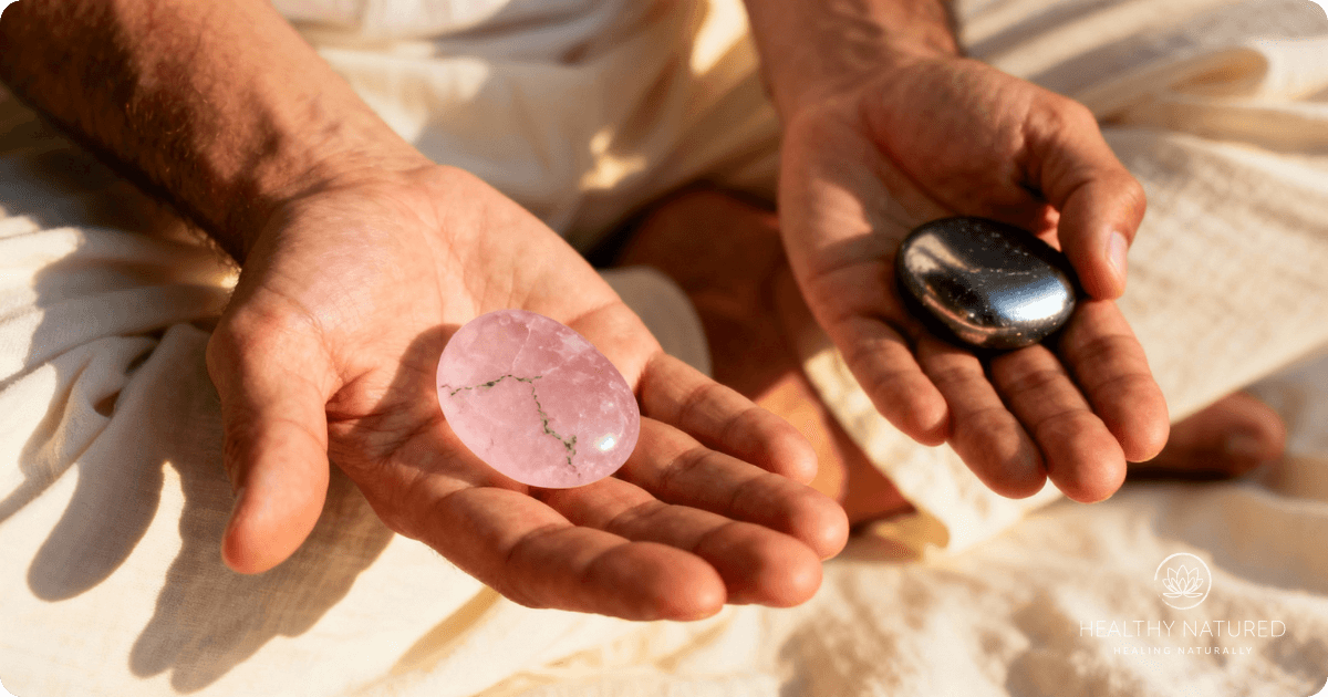 rose quartz and hemitite pairing