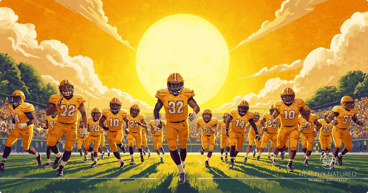 yellow sun, energy, and fun football teams