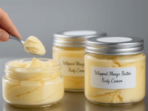 add mango butter body cream to jars