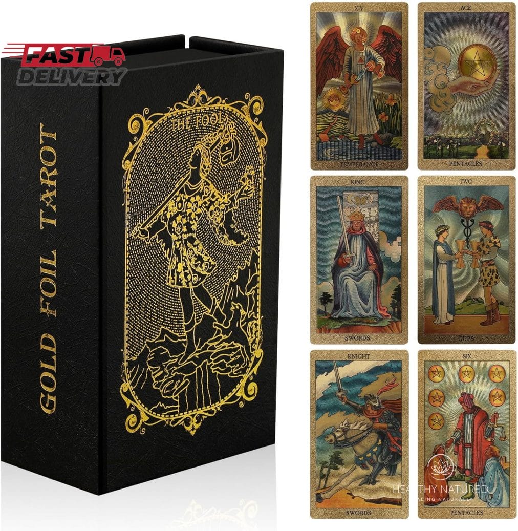 78 Tarot Cards with Guide Book,Rider Waite Tarot Deck,Gold Foil Tarot Cards Deck