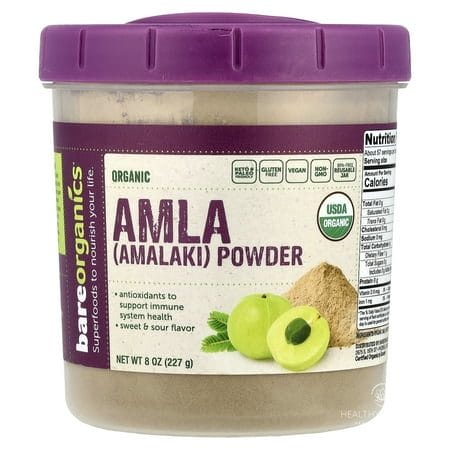 BareOrganics Amla Indian Gooseberry & Superfood Powder Dietary Supplement 8 Oz