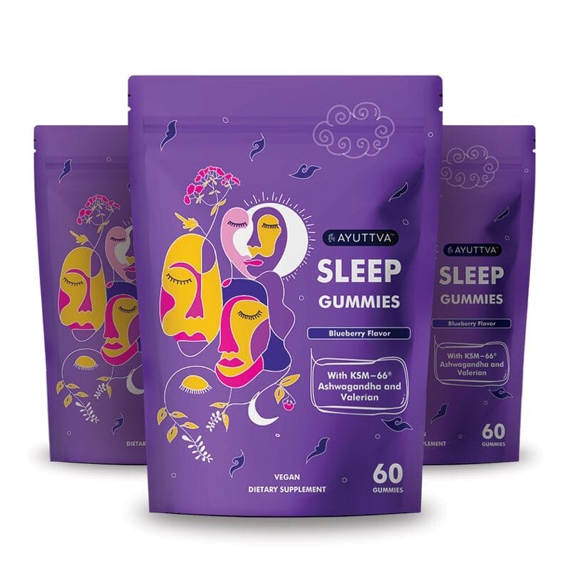 Sleep Gummies with KSM 66 Ashwagandha and Valerian Root for Blissful Sleep Tasty Blueberry Flavor - Pack of 3