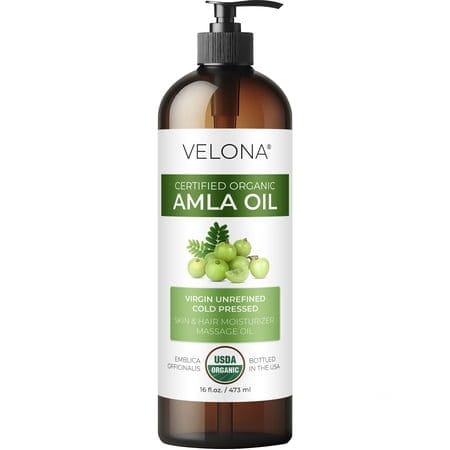 velona Amla Oil USDA Certified Organic - 16 Fl Oz | 100% Pure and Natural Carrier Oil | Extra Virgin Unrefined Cold Pressed | Body Face & Skin Care